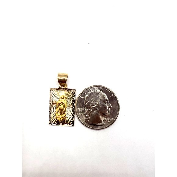 14k Gold  Two Tone Virgen De Guadalupe, Our Lady of Guadalupe Square Medal Penda - Picture 7 of 14